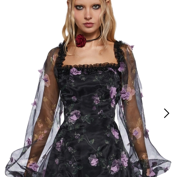 Floral Applique Mini Purple Women's Dress - Picture 1 of 7